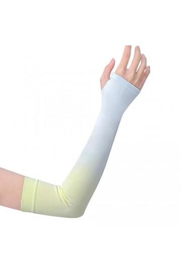 Gants Femme， 1 paire manches élastiques été glace tissu bras manches conduite gants bras manches longues sans doigts bras cou