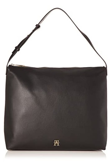 Tommy Hilfiger Cabas Femme Sac TH Casual Hobo Fermeture Éclair, Noir Black , Taille Unique