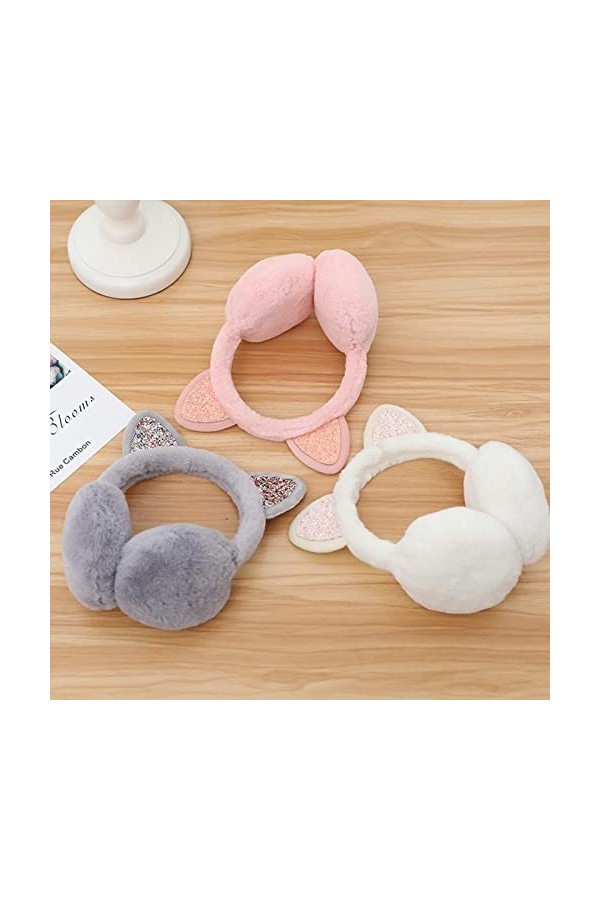 Cache-oreilles en fourrure synthétique pour femme et fille, rose, taille unique