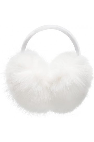 ARG Cache-oreilles en fausse fourrure pour femmes et filles, blanc, taille unique