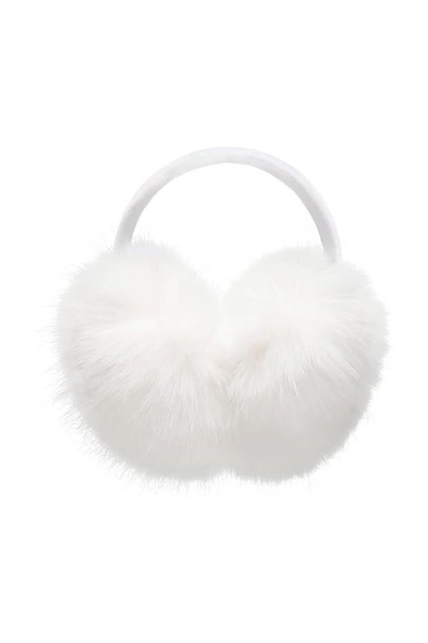 ARG Cache-oreilles en fausse fourrure pour femmes et filles, blanc, taille unique