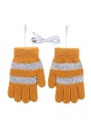 Gants dhiver doublés en tricot avec poignets élastiques pour femme, Orange, taille unique