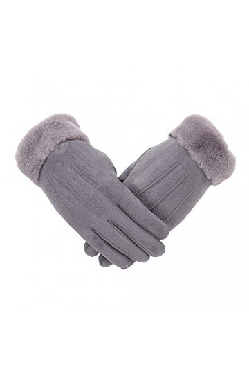 Gants D Hiver Gants dhiver pour Femmes en Daim À Écran Tactile pour LÉquitation Plus Velours Épaississant Gris Chaud