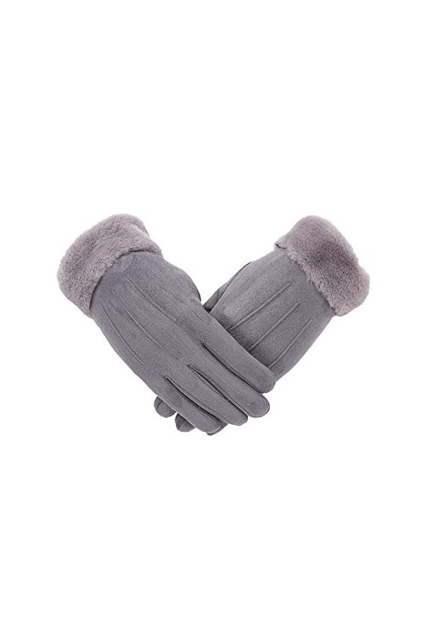 Gants D Hiver Gants dhiver pour Femmes en Daim À Écran Tactile pour LÉquitation Plus Velours Épaississant Gris Chaud