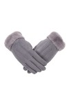 Gants D Hiver Gants dhiver pour Femmes en Daim À Écran Tactile pour LÉquitation Plus Velours Épaississant Gris Chaud