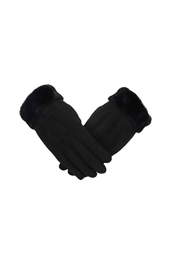 Gants D Hiver Gants dhiver pour Femmes en Daim À Écran Tactile pour LÉquitation Plus Velours Épaississant Gris Chaud