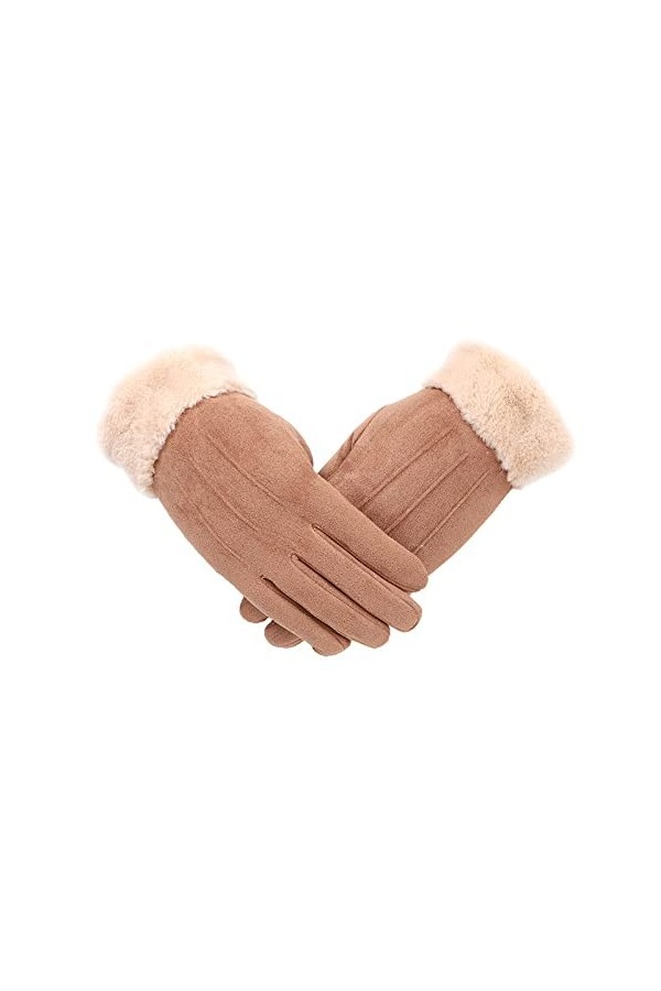 Gants D Hiver Gants dhiver pour Femmes en Daim À Écran Tactile pour LÉquitation Plus Velours Épaississant Gris Chaud