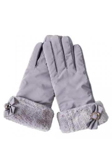 Gants D Hiver Gants Roses pour Femmes À Écran Tactile Automne Et Hiver Et Gants en Daim Chaud en Velours Gris Épais Coupe Ven