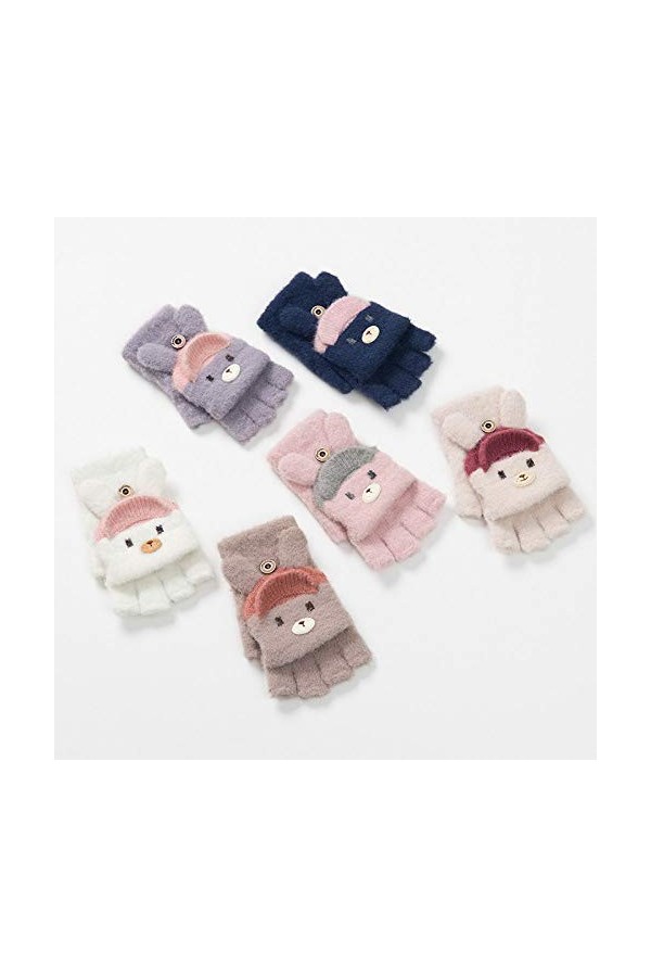 Gants sans Doigts pour Femmes,1 Paire De Gants Mi-Doigts Tricotés Mignons pour Femmes Mitaines sans Doigts Gants Convertibles