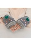 Gants sans Doigts pour Femmes,1 Paire De Femmes Mignonnes Mitaines Épaisses sans Doigts Gants Convertibles dhiver Gants Demi