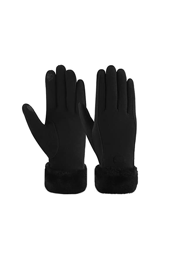 ZASFOU Gants dhiver chauds pour femme avec texte en polaire thermique,Beige,M