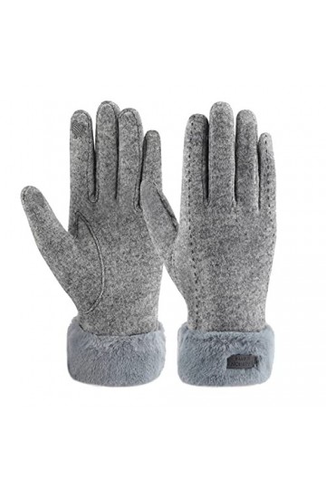 ZASFOU Gants dhiver en laine pour femme avec doublure en polaire thermique, épais et chaud,Gris,M