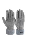 ZASFOU Gants dhiver en laine pour femme avec doublure en polaire thermique, épais et chaud,Gris,M