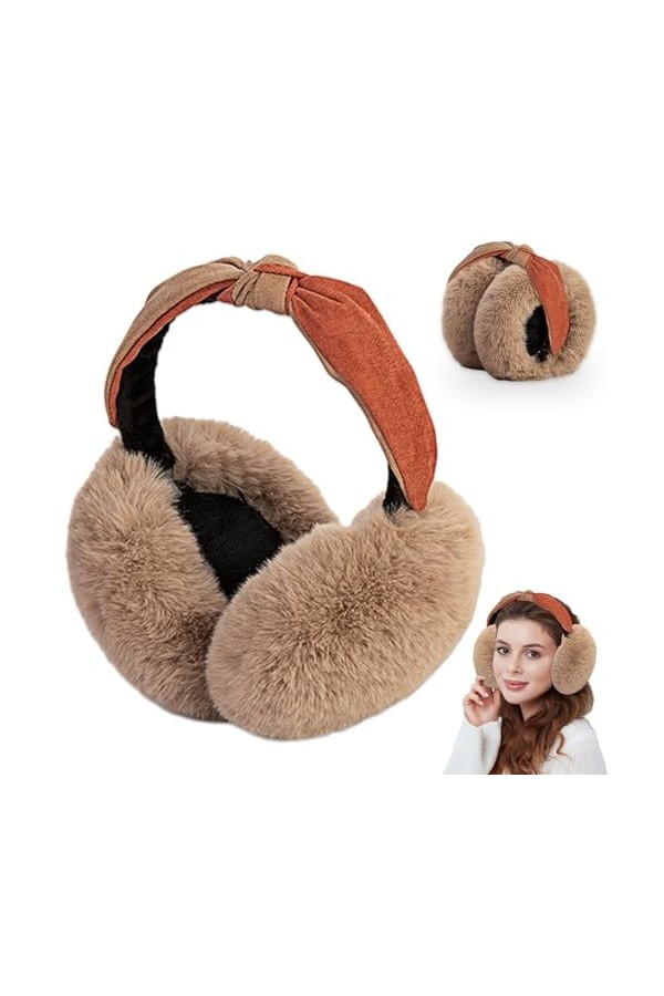 Udbrud Cache-oreilles en Peluche pliable, Cache-oreilles dhiver pour femme Peluche Cache Oreilles Earmuffs dextérieur Protè