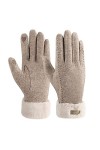 ZASFOU Gants dhiver en laine pour femme avec doublure en polaire thermique, épais et chaud,Gris,M