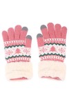 CLISPEED Gants en Tricot Épais de Noël Rose Hiver Flocons de Neige Écran Tactile Gant Chaud Tricoté pour Femmes Filles