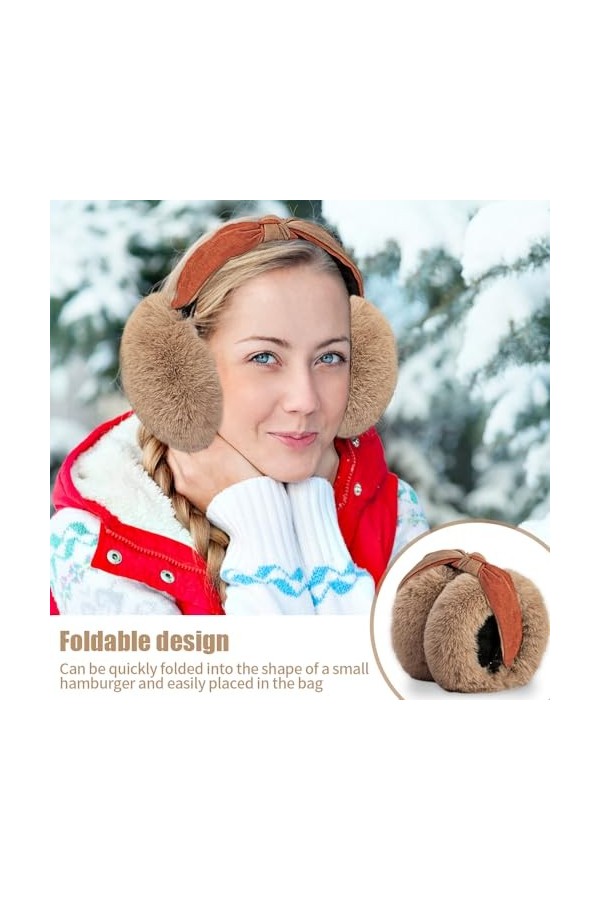 Udbrud Cache-oreilles en Peluche pliable, Cache-oreilles dhiver pour femme Peluche Cache Oreilles Earmuffs dextérieur Protè