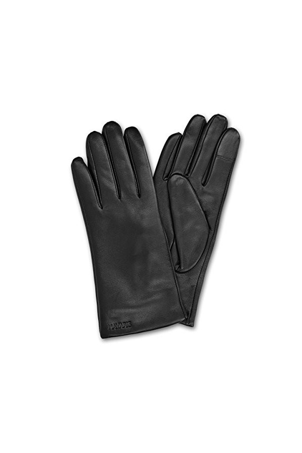 Navaris Gant tactile femme - Paire de gants en cuir agneau avec doublure cachemire pour écran tactile téléphone - Différentes