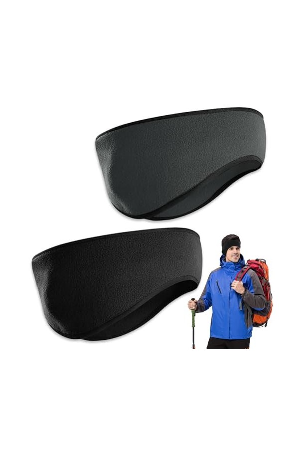 Aoreun Bandeau de Sports dhiver pour Femmes et Hommes, 2 Pièces Cache-oreilles en polaire Bandeau Hiver Cache Oreille Chaleu