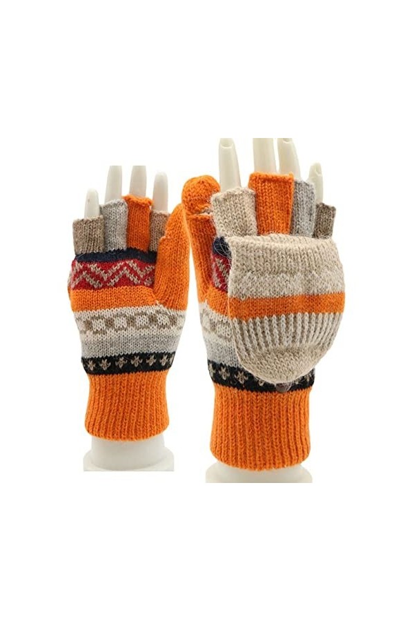 Liyinco Gants tricotés dhiver Demi-Doigts, Gants épais sans Doigts pour Femmes, Gants Chauds à écran Tactile pour Cyclisme C