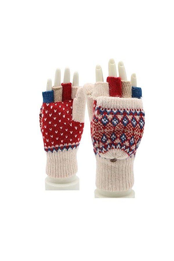 Liyinco Gants tricotés dhiver Demi-Doigts, Gants épais sans Doigts pour Femmes, Gants Chauds à écran Tactile pour Cyclisme C