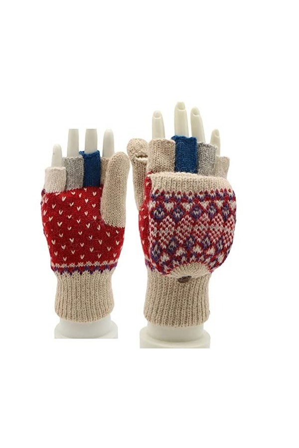 Liyinco Gants tricotés dhiver Demi-Doigts, Gants épais sans Doigts pour Femmes, Gants Chauds à écran Tactile pour Cyclisme C