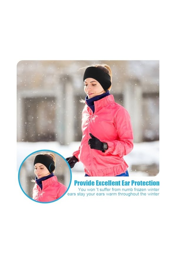 Aoreun Bandeau de Sports dhiver pour Femmes et Hommes, 2 Pièces Cache-oreilles en polaire Bandeau Hiver Cache Oreille Chaleu