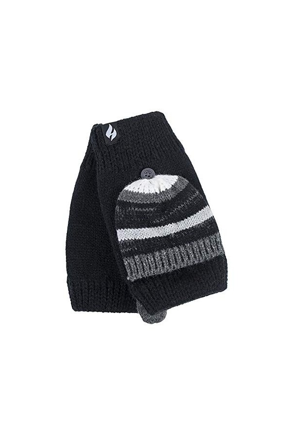 HEAT HOLDERS - Femme Fantaisie Tricotés Gants avec Rabat sans Doigts pour Hiver Bourgogne/Mulberry, Taille unique 