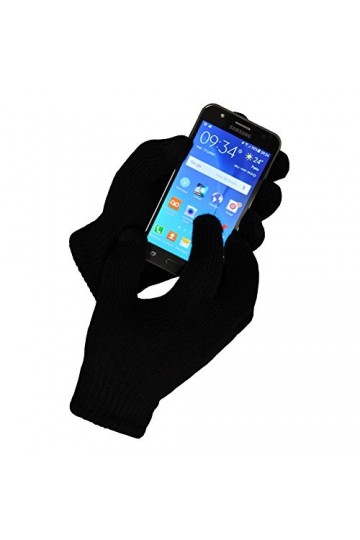 TOUTACOO, Gants Tactiles 10 doigts EN CACHEMIRE avec doublure pour iPhone, Samsung et Smarphones, Noir, Taille unique