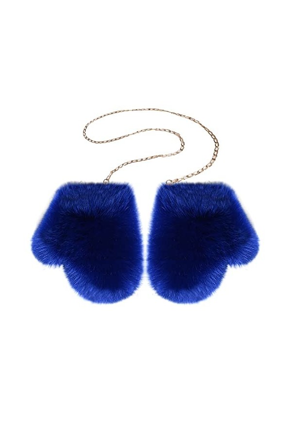 OhMill Gants en Fourrure Moufles dHiver en Fourrure de Renard Artificiel Mitaines de Cou Suspendus Chaud Coupe-Vent Accessoi