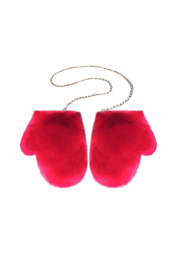OhMill Gants en Fourrure Moufles dHiver en Fourrure de Renard Artificiel Mitaines de Cou Suspendus Chaud Coupe-Vent Accessoi