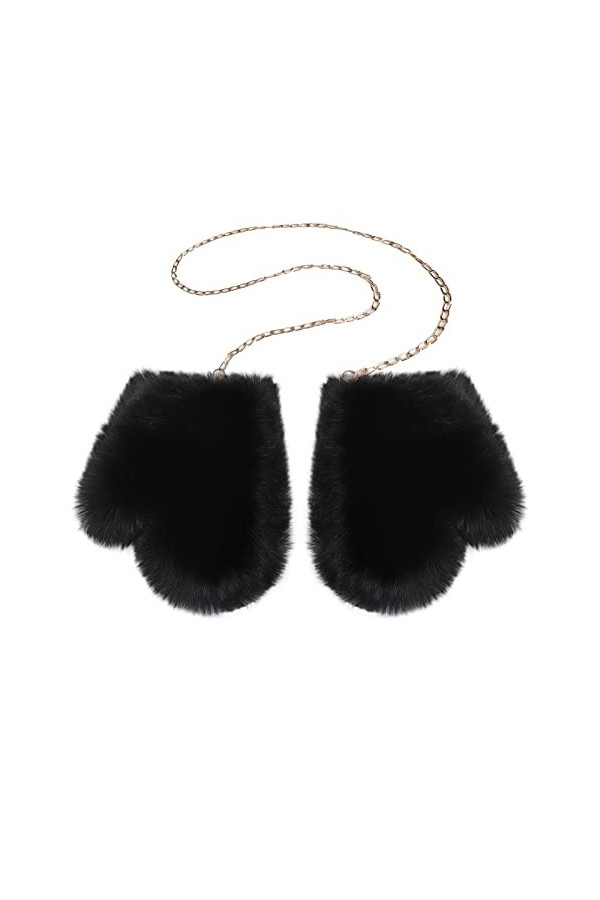 OhMill Gants en Fourrure Moufles dHiver en Fourrure de Renard Artificiel Mitaines de Cou Suspendus Chaud Coupe-Vent Accessoi