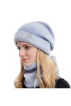 SEEKWISH Ensemble Écharpe Bonnet Femme Tricoté Hiver Chaud Doublure Polaire Couleurs Dégradées