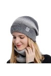 SEEKWISH Ensemble Écharpe Bonnet Femme Tricoté Hiver Chaud Doublure Polaire Couleurs Dégradées