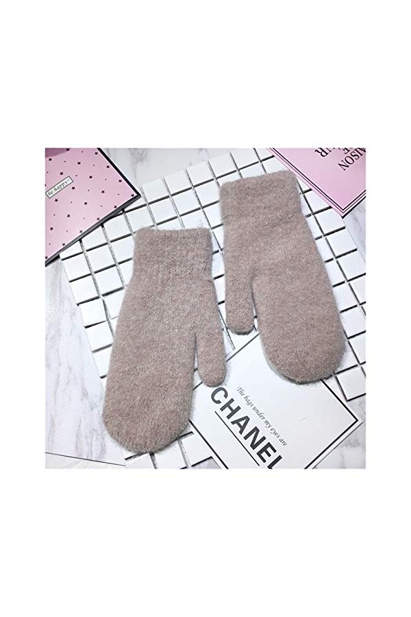 LYLY Double Couche Gants Chaud Femme dhiver Version coréenne de Couleur Unie Tous Les Doigts dhiver Femmes Gants Filles mou