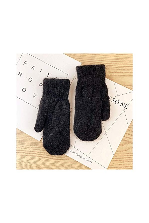 LYLY Double Couche Gants Chaud Femme dhiver Version coréenne de Couleur Unie Tous Les Doigts dhiver Femmes Gants Filles mou