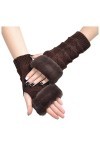 RFEGEF Femme Gants dhiver,Gants À Écran Tactile Marron Écriture Et Dactylographie À Demi-Doigt Gants pour Dames Doux Coupe-V