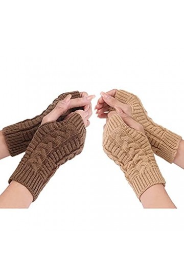 Femmes Hiver Mitaines Mitaines Poignet Gants Crochet Trou De Pouce Chauffe-mains B,One Size 