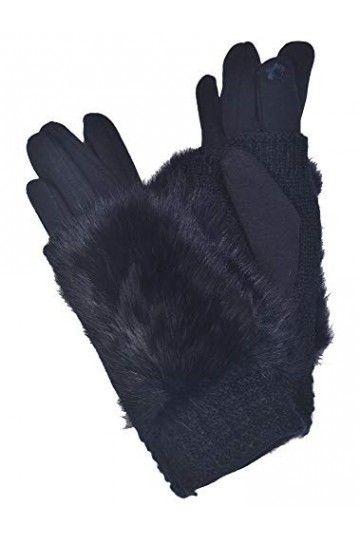 Cham Cham Cham Gants dhiver pour femme 70% polyester, 30% coton 24 x 10 cm Bleu foncé