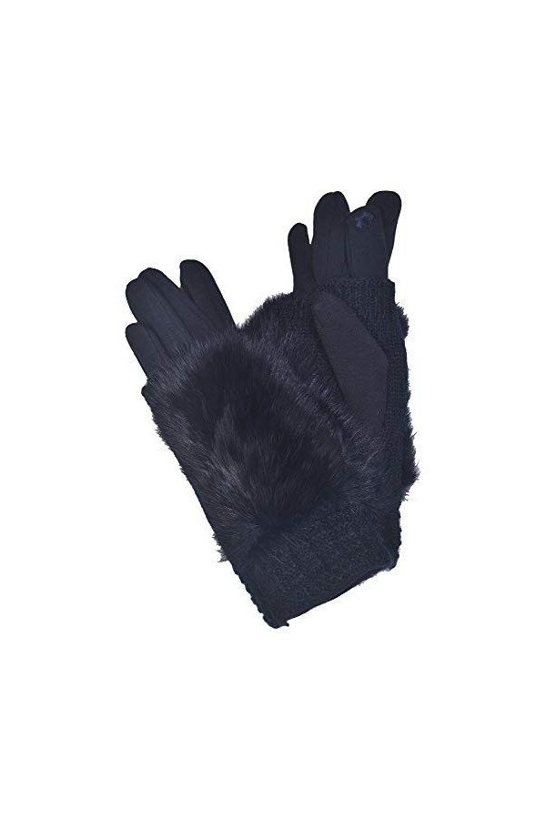 Cham Cham Cham Gants dhiver pour femme 70% polyester, 30% coton 24 x 10 cm Bleu foncé