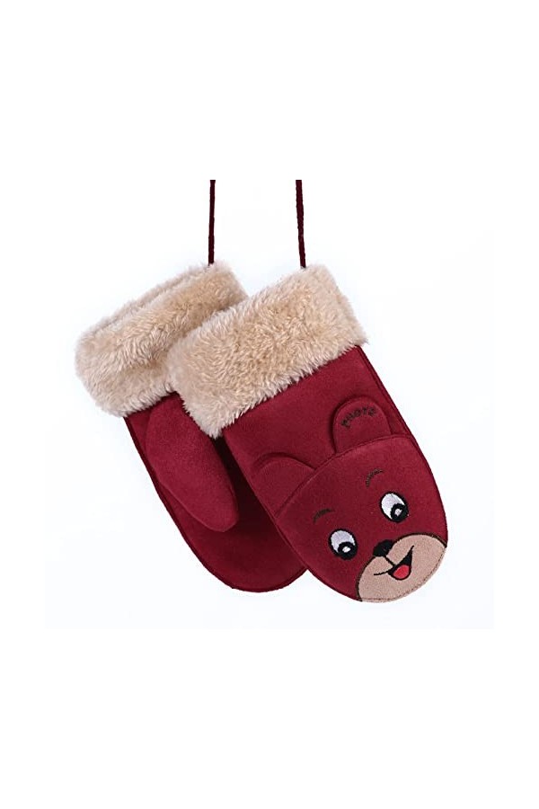 BUXIANGGAN Gants Gloves Hiver Filles Garçon Gants Mignon Dessin Animé Lapin Épaissir Chaud Polaire Gant Enfants Plein Doigt G