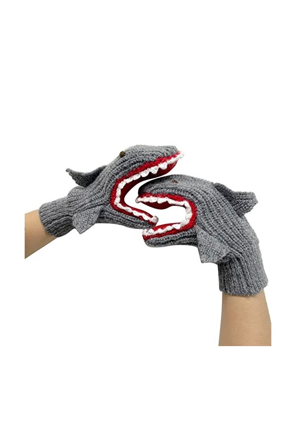 Gants tricotés gris mignons faits à la main pour lautomne et lhiver, gants au crochet rétro Zju74, gris, taille unique