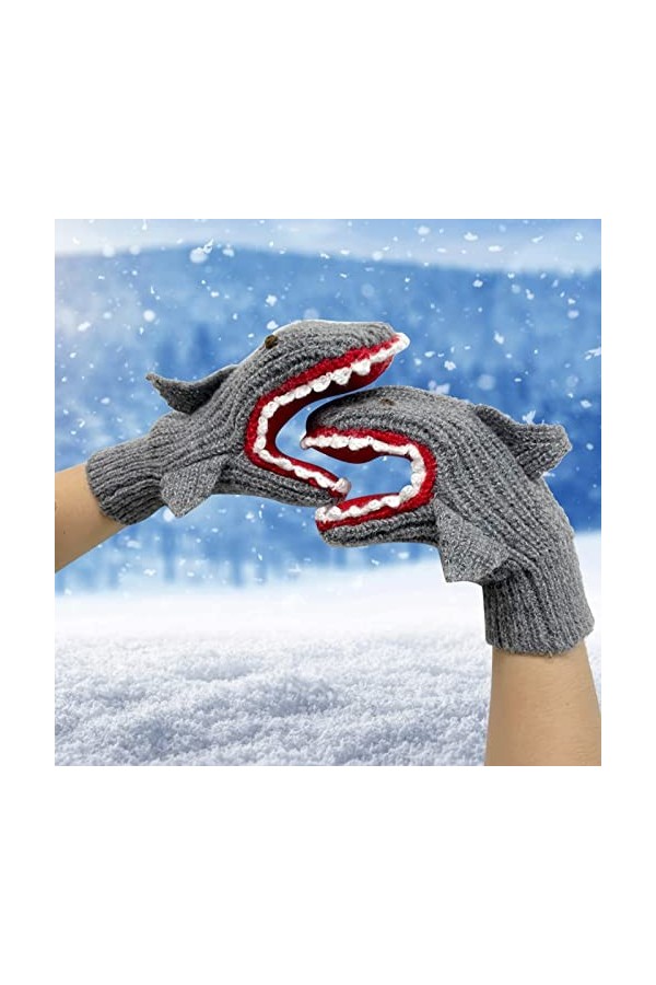 Gants tricotés gris mignons faits à la main pour lautomne et lhiver, gants au crochet rétro Zju74, gris, taille unique