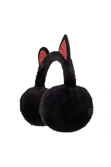 Cache-oreilles en fourrure synthétique pour femme et fille, noir, taille unique