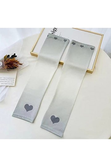 HJKOGH Femmes été Mignon Coeur Glace Soie Bras Manches crème Solaire extérieur Anti Plage Soleil protéger Respirant Mince Gan