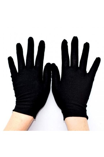 Faguo 12 Paires de Gants de Travail en Coton Noir à Doigts Pleins de Protection Mitaines Extensibles