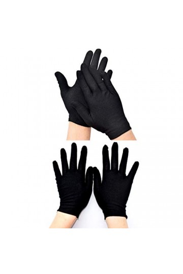 Faguo 12 Paires de Gants de Travail en Coton Noir à Doigts Pleins de Protection Mitaines Extensibles
