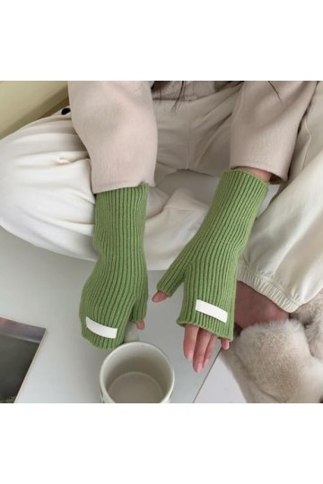 Gants Demi Doigts Pour Femmes Gants Sans Doigts En Tricot Fin Côtelé Femmes Hiver Mitaines Thermiques Trou De Pouce Chauffe P