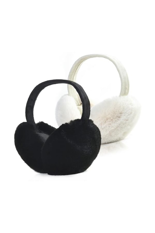 2 Pièces Cache Oreilles Femme Homme Unisexe Pliable Pelucheux Lhiver Cache-oreilles Mignon Fausse Fourrure Chauffe-oreille E