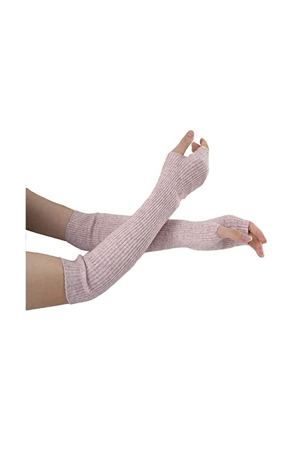 TEXXY Mitaines longues en cachemire pour femmes, manchettes gothiques, moufles en laine tricotée, gants dhiver pour filles 